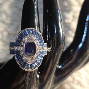 Elegant Blue and Silver Gemstone Ring